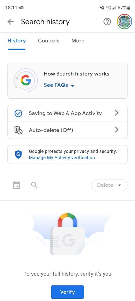 open google search history page.